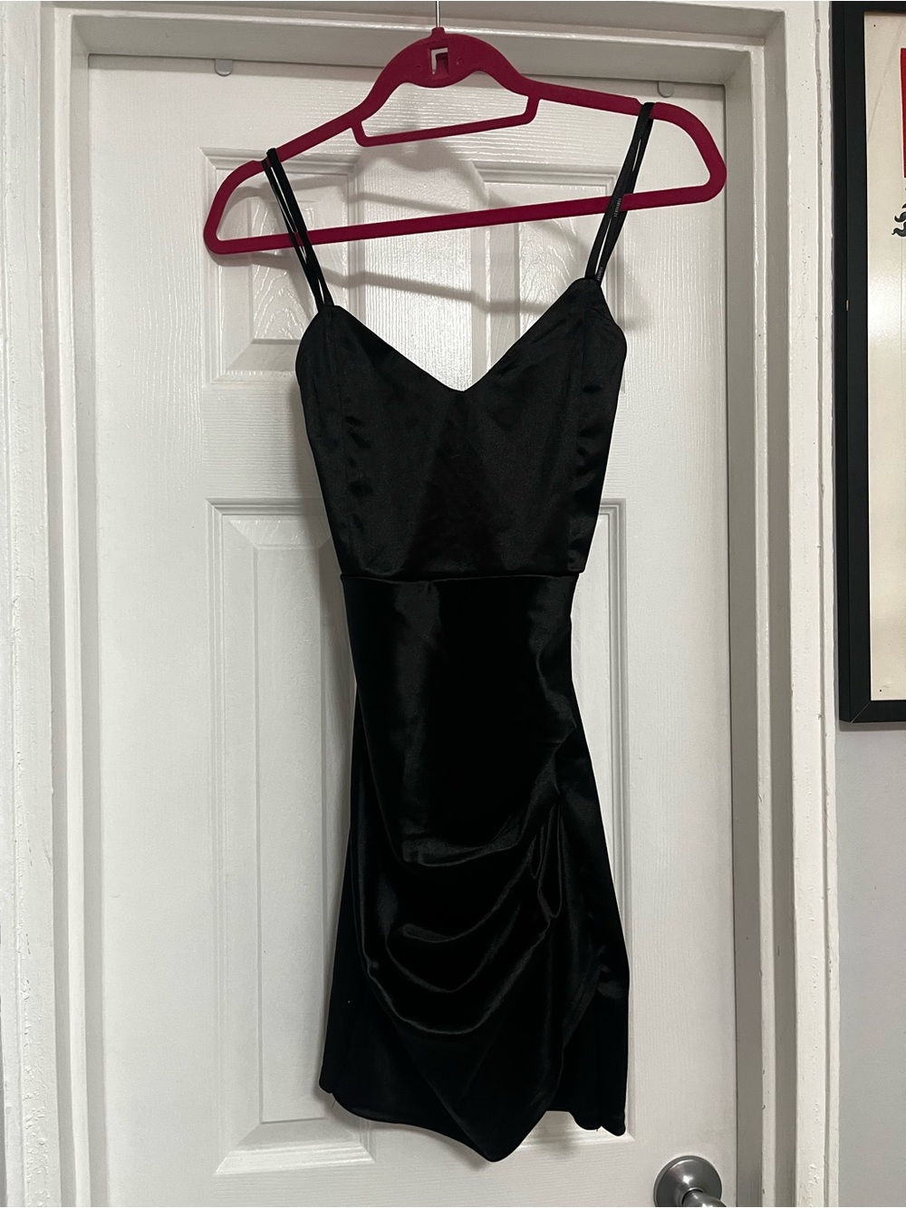 F-21 Classic Little Black Slip Dress Ruched Hem with Corset Back